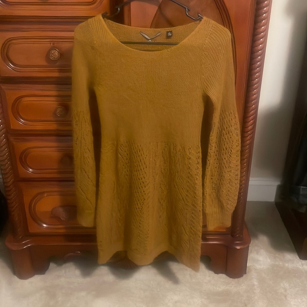 Knitted & Knotted 100% Alpaca Mustard Knitted Dress
